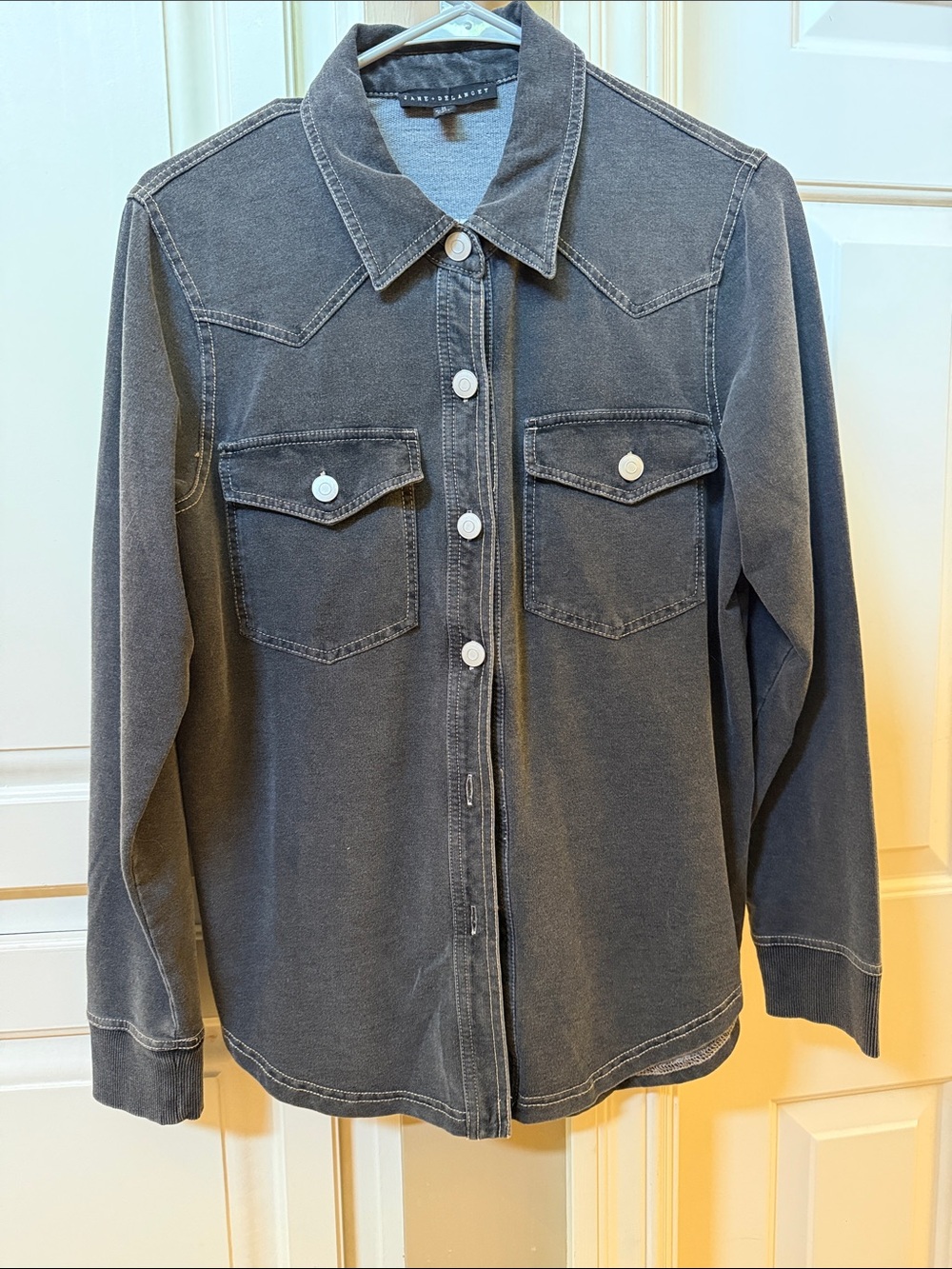 Jane + Delancey Charcoal Gray Button Down Top